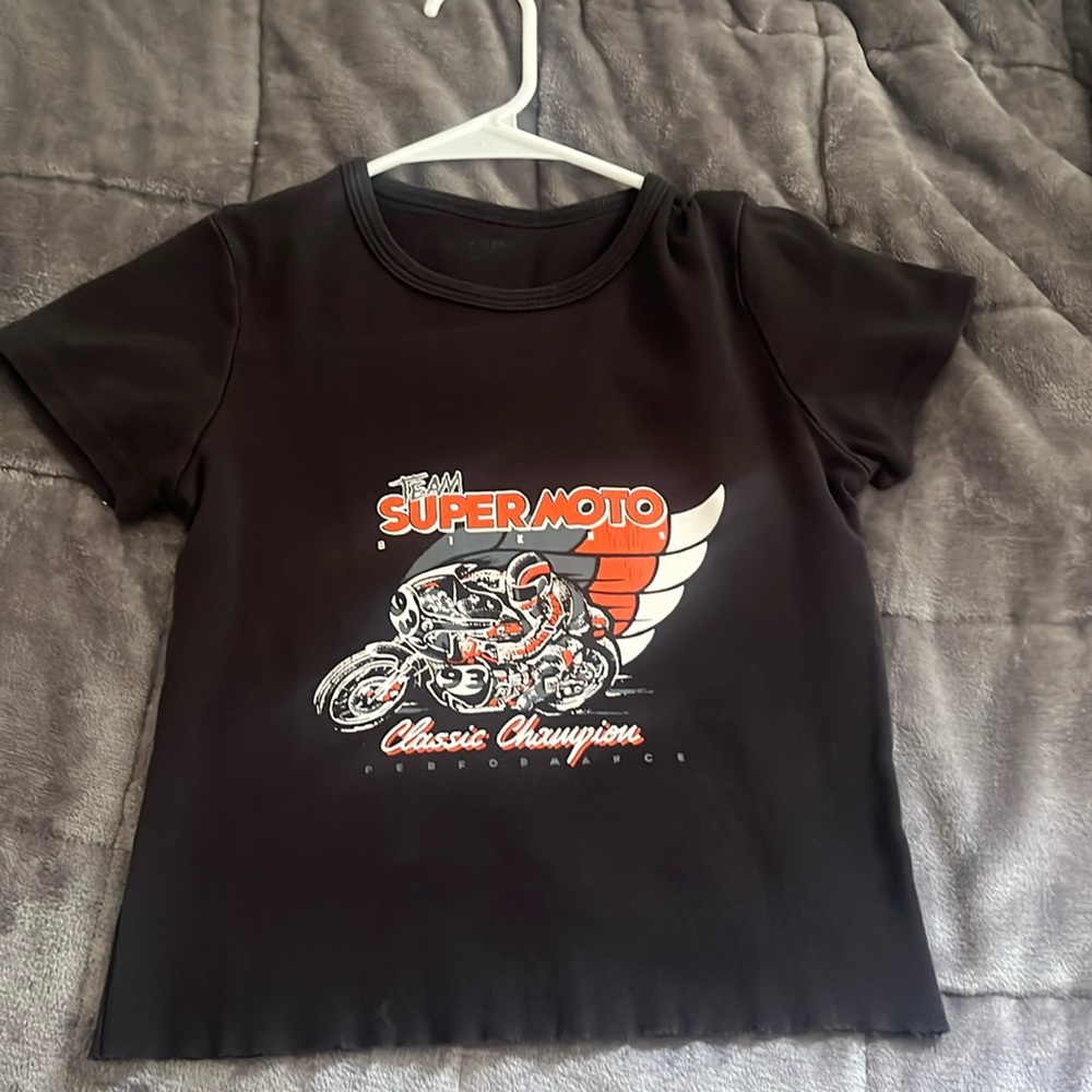 John Galt Brandy Melville Team Super Moto Black T shirt size small